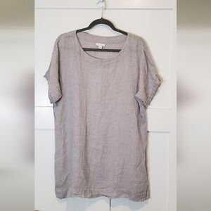 Pure Jill J.Jill Linen Shirt Dress Tunic Gray Lagenloook 100% Linen Sz …